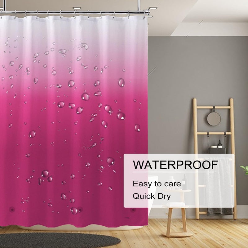 TIKABC Red Shower Curtain Liner, 4G PEVA Shower Liner, Plastic Peva Waterproof Shower Curtains, 72x72 inch with Grommet Holes 3 Magnetic Weights - Image 3
